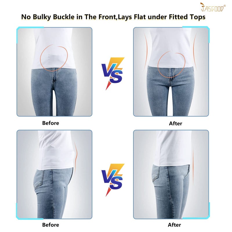 JASGOOD 4 Pack Women Adjustable Crop Top Band Sweater Tuck Band Invisible Strap Belts Elastic Belt For Shirts - Image 5